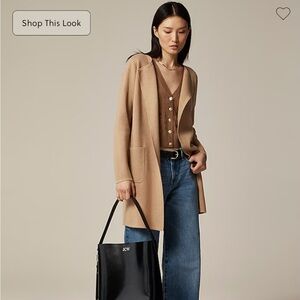 J crew long camel cardigan.